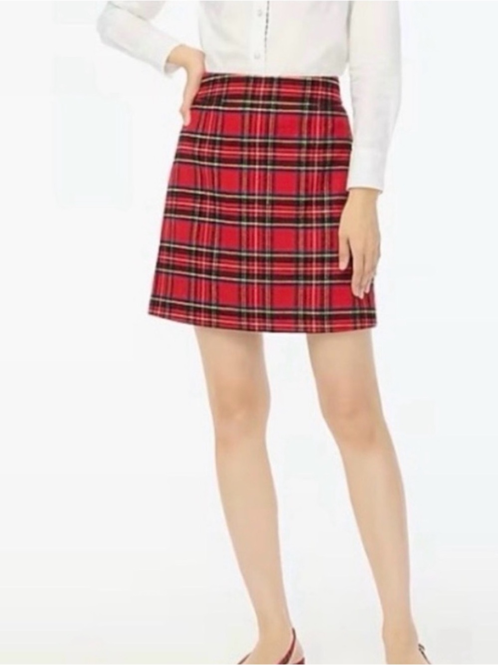 J crew tartan Red Plaid A-Line Women's Skirt - Classic size 16